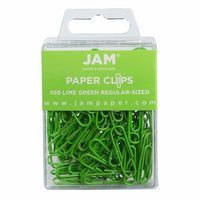 JAM PAPER - Colore norme 1" Trombones, Lime Green, 2 Paquets de 100-Couleur : vert citron
