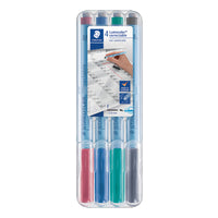 Staedtler - Marqueurs effaçables à sec corrigibles Lumocolor - pointe fine - couleurs assorties - paquet de 4-Un élément essentiel de vos fournitures de bureau, ces marqueurs fins sont faciles à saisir pour toutes les tailles de mains, et l’encre est hydrosoluble