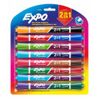 Expo - Marqueurs 2en1 à effacement à sec à faible odeur - Pointe biseautée - 16 couleurs variées - Paquet de 8-Le design à deux bouts vous donne deux couleurs en un seul marqueur