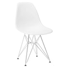 Nicer Furniture - chaise d'appoint de style Eiffel avec pieds chromés - blanc - paquet de 4-Siège moulé en plastique robuste de haute qualité