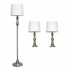 Elegant Designs – Ensemble de lampes incandescentes, acier brossé (LC1015-BST)-L’ensemble comprend 2 lampes de table et 1 lampe de sol