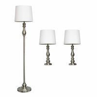 Elegant Designs – Ensemble de lampes incandescentes, acier brossé (LC1015-BST)-L’ensemble comprend 2 lampes de table et 1 lampe de sol