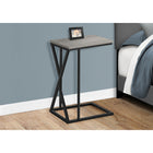 Monarch Specialties - 3248 Table D'Appoint - 25 po H/Gris/Metal Noir-Comprend une surface de table rectangulaire lisse et en aspect bois gris et un cadre en métal noir avec des détails triangulaires asymétriques