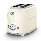 SMEG TSF01CRUS, Toaster 2 Tranches Années 50, Crème-Bouton chromé rétro éclairé avec 4 fonctions: réchauffer, dégivrer, annuler, Bagel