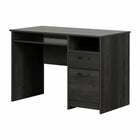 South Shore - Tassio Bureau de travail Chêne gris-TIRETTE À CLAVIER: en plus de la grande surface de ce meuble, vous disposerez aussi d’une tirette à clavier. Vous pourrez y relaxer vos avant-bras et libérer un peu votre surface de travail!
