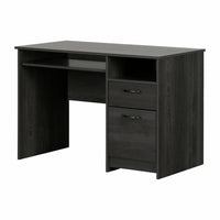South Shore - Tassio Bureau de travail Chêne gris-TIRETTE À CLAVIER: en plus de la grande surface de ce meuble, vous disposerez aussi d’une tirette à clavier. Vous pourrez y relaxer vos avant-bras et libérer un peu votre surface de travail!