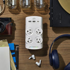 360 Electrical - Revolve45 Parasurtenseur rotatif 4 prises de 45 W - Blanc-Garantie à vie limitée du fabricant