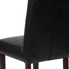 Chaise Parsons LeatherSoft noire HERCULES avec dossier roulé, garniture pour clous décoratifs et finition couleur noyer-Mousse ignifuge CA117