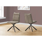 Monarch Specialties - 1216 Chaise - Tissu Taupe/Metal Noir - Paquet de 2-Rembourré en similicuir vieilli taupe avec capitonnage à canaux verticaux pour une sensation de douceur