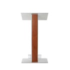 Urbann - Lutrin Y5 avec roulettes - aluminium et bois - cognac-Gris clair et bois teint cognac, aluminium et contreplaqué russe multiplis