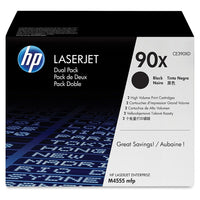 HP 90X (CE390XD) Ens. 2 cartouches de toner HP LaserJet noir à rendement élevé d’origine-Couleur: Noir