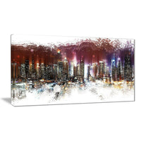 Designart – Paysage urbain sur toile, vie nocturne, (PT3317-40-20)-Impression