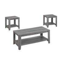 Monarch Specialties - 7991P Ens De Tables - 3Pcs/Gris-Table basse : 20 haut. x 17 larg. x 42 prof. (po) Table d'appoint : 20 haut. x 20 larg. x 20 prof. (po)