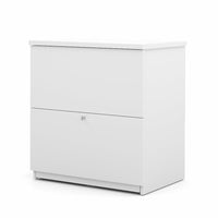 Bestar – Classeur latéral de qualité commerciale, 2 tiroirs, blanc-Surface de travail durable en mélamine de 1 po qui résiste aux égratignures, aux taches et aux marques d’usure