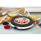 Crêpière électrique Euro Cuisine CM20 à réglages de chaleur réglables et ustensiles inclus – Blanc-Plaques fabriquées d’un revêtement en céramique antiadhésif écologique