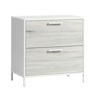 Sauder - La Collection Boulevard Cafe Classeur latéral - Finition White-Finition White, Bois d'ingénierie, Métal