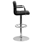 Flash Furniture – Tabouret de bar ajustable en vinyle matelassé noir avec pied et accoudoirs chromés (CH102029BK)-Rembourrage en vinyle noir