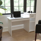 Flash Furniture Bureau d'ordinateur Highland Park blanc avec étagères et tiroir-Taille du compartiment supérieur: 9,5 larg. x 19 prof. x 6,5 haut. (po)