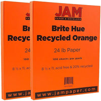 JAM Paper Papier recyclé lisse de couleur vive, 8 1/2 x 11 po, orangé, 200/paquet-orange
