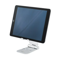 StarTech - Support universel pour tablette et téléphone intelligent, multiangle, pliable-Le support universel pour téléphone et tablette permet une utilisation facile de votre téléphone intelligent ou tablette - Le support ajustable offre une vision multi angle - Portable avec un design compact pliable - Le support portable pour tablette se replie en forme plate - Fait d'aluminium brossé lisse c'est le support idéal pour iPad ou iPhone - Compatible avec la plupart des téléphones intelligents de 13 po inclua