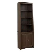 Prepac™ - Bibliothèque à dossier incliné élevé avec 2 portes Shaker, fini espresso-En bois composite laminé, fini espresso