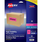 Avery – Étiquettes d’identification très visibles 5936, feuille complète, magenta, 25/paquet-Permanentes