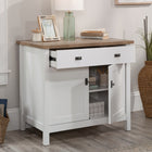 Sauder - 430234 La Collection Cottage Road Base de bibliothèque - Finition White-Espace rangement dissimulé derrière les portes muni d’une grande tablette réglable. 