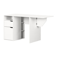 Table de bricolage avec rabat Crea, Blanc solide de Meubles South Shore-DU RANGEMENT ABONDANT: cette table dispose de tous les espaces de rangement qu’un bricoleur ou qu’une couturière a besoin. Ses 4 espaces ouverts, son tiroir et son cabinet pourront contenir le moindre de vos outils.