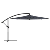 Corliving – Parasol excentré, noir-Parasol excentré de 3 m fabriqué de polyester 180 g