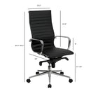 Nicer Interior - chaise de bureau à dossier haut de style groupe nervuré - noir-La hauteur du siège est réglable de 16 à 19 po pour s’adapter à différents utilisateurs.  