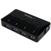 StarTech Concentrateur à 4 ports USB 3.0 avec port de chargement, 1 port 2,4 A-Rechargez votre téléphone intelligent ou de votre tablette rapidement en utilisant le port USB à charge rapide 2,4 A