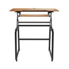 Rocelco - Ensemble de rehausse de bureau de luxe à hauteur ajustable de 46" et support au sol - Teck / Noir-PLATEAU DE CLAVIER ERGONOMIQUE RÉTRACTABLE: Le plateau de clavier de 25.75 "L x 11.25" P s'étend et se rétracte tout en gardant un espacement de 4.5 "entre le plateau du clavier et le bureau, ce qui permet de garder les bras et les poignets dans une position ergonomique pour éviter les tensions au cou et au dos en position assise ou debout