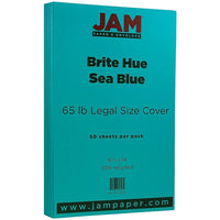 JAM Paper Papier cartonné recyclé format légal de 8 1/2 x 14, Brite Hue bleu mer, 50/paquet-Bleu mer recyclé