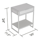 Safdie & Co. 20L Table D'Appoint - Métal Noir - Taupe Foncé 1 Tirroir 1 Étagère-Facile à assembler.