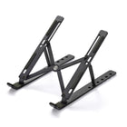 Support portable et réglable pour ordinateur portable/tablette DAC MP-222, alliage d'aluminium, noir-Fabriqué en alliage d'aluminium de haute qualité et coussinets en silicone antidérapants.