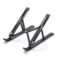 Support portable et réglable pour ordinateur portable/tablette DAC MP-222, alliage d'aluminium, noir-Fabriqué en alliage d'aluminium de haute qualité et coussinets en silicone antidérapants.