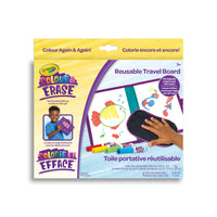 Crayola - Colorie et efface toile portative réutilisable-ENSEMBLE DE COLORIAGE ET DE DESSIN POUR LES ENFANTS : Comprend 1 étui de transport avec un tableau de coloriage double face réutilisable avec rangement intégré pour les marqueurs et la lingette, 4 marqueurs lavables Colour & Erase et 1 lingette