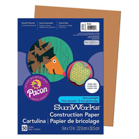 Papier de construction Pacon SunWorks, 9" x 12", brun, 500 feuilles-Papier de construction à grammage élevé