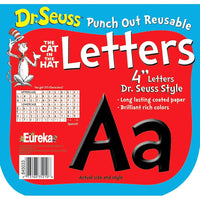 Eureka Dr. Seuss 4" Punch Out Deco Letter, Noir, 651 Pack-Réutilisable, imprimé sur du papier couché avec des couleurs riches