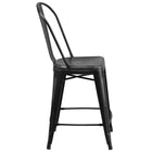 Flash Furniture – Tabouret de comptoir de 24 po avec dossier, pour intérieur, métal vieilli, noir (ET353424BK)-Dossier courbé avec latte verticale