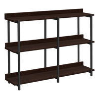 Monarch Specialties - 2215 Table D'Appoint 48 po L - Console Espresso/Metal Noir-Table console a 3 niveaux, avec dessus de table longue et rectangulaire avec 2 tablettes inferieures au fini espresso brun fonce