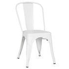 Nicer Furniture - chaise de salle à manger latérale industrielle empilable de style Tolix - blanc - 2 pièces-Dossier incurvé avec latte verticale