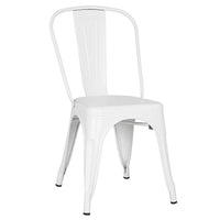 Nicer Furniture - chaise de salle à manger latérale industrielle empilable de style Tolix - blanc - 2 pièces-Dossier incurvé avec latte verticale