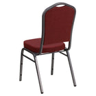 Flash Furniture – Chaise banquet empilable Hercules avec dossier couronne, tissu bourgogne à motifs et cadre argenté, 4/paquet-Rembourrage en tissu bourgogne à motifs