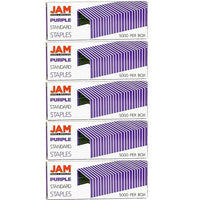 JAM PaperMD – Agrafes de taille standard, violet, paquet de 5-Taille : 0,5 x 0,25 po