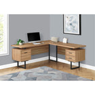 Monarch Specialties - 7612 Bureau 70 po - Faux Bois Pale/Metal Noir/Face L/R-Le dessus de bureau flottante extra-large libère le dessus des unités de rangement pour les utiliser comme surfaces supplémentaires