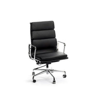 Nicer Furniture - chaise de gestion à dossier haut Soft Pad - noir-Dossier haut avec coussins épais en cuir italien pleine fleur pour un confort optimisé.