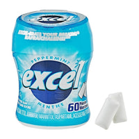 Excel – Gomme à mâcher sans sucre à la menthe poivrée, bouteille de 60 morceaux-Gomme à mâcher sans sucre à la menthe poivrée