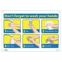 Zenith - Enseigne avec pictogramme - Don't Forget to Wash Your Hands - 14" x 20" - Aluminium-Don't Forget to Wash Your Hands