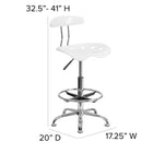 Flash Furniture - Tabouret de dessinateur éclatant de 30,5 po avec siège tracteur, blanc (LF215WHITE)-Appui-pieds circulaire en chrome